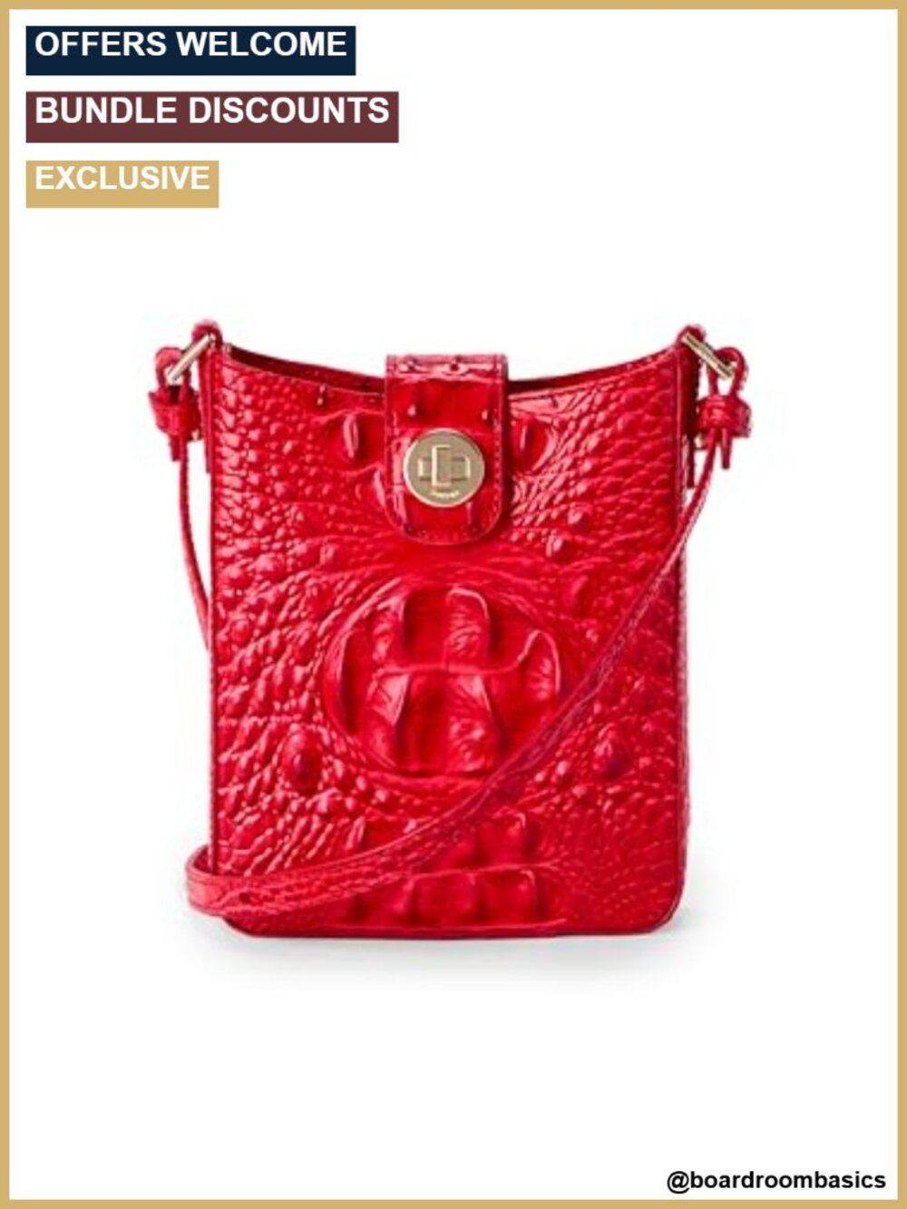 Brahma Crossbody Bag with Turn-Lock Tab and Adjustable Strap